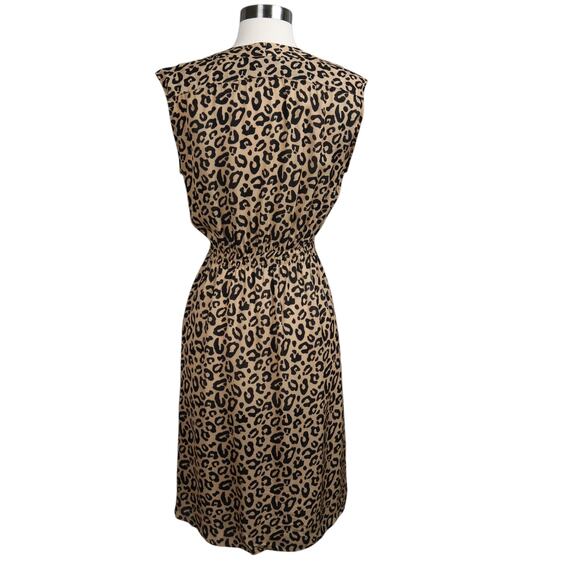 Tucker Womens Silk Leopard Print Dress Size‎ Small Tie Waist Kitty Cat Dreamer - Picture 5 of 12